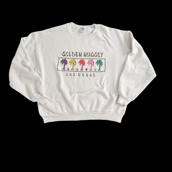 Vtg Jerzees Super Sweats Golden Nugget Vegas Crewneck Sweatshirt XL White - Picture 1 of 12